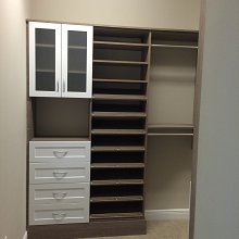 Two tone system with shoe shelving and drawers